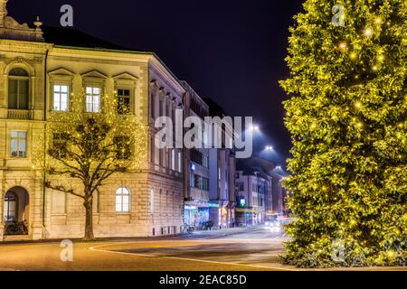 Riprese notturne di Soletta al tempo di Natale Foto Stock