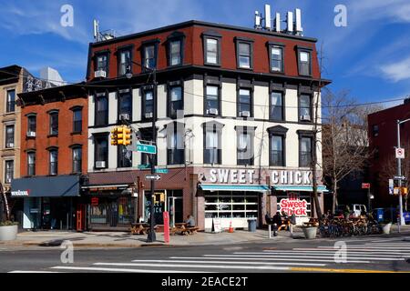 Sweet Chick, 341 Flatbush Ave, Brooklyn, NYC foto di un ristorante di pollo fritto e waffle nel quartiere Prospect Heights. Foto Stock