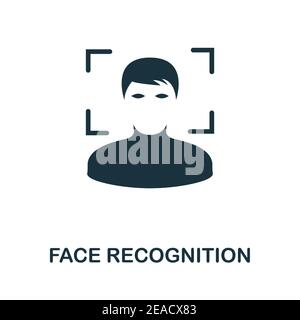 Icona di riconoscimento dei volti. Elemento semplice della raccolta di tecnologie. Icona Face Recognition monocromatica riempita per modelli, infografiche e banner Illustrazione Vettoriale