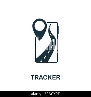 Icona Tracker. Elemento semplice della raccolta di tecnologie. Icona tracciante monocromatico riempita per modelli, infografiche e banner Illustrazione Vettoriale