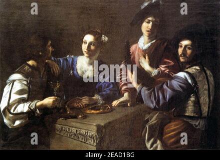 Nicolas Tournier - Drinking Party con un giocatore di Liuto - Foto Stock