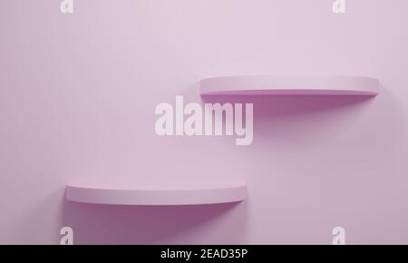 Ripiano rotondo rosa. Ripiani vuoti, rendering 3d Foto Stock