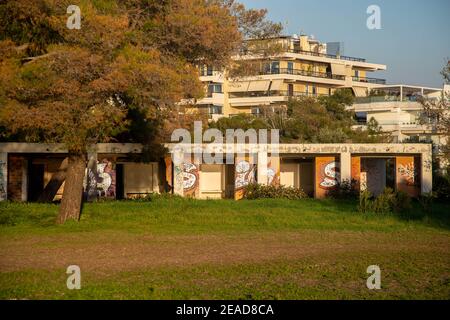 Graffiti a Voula B, Grecia Foto Stock