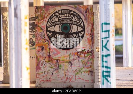 Graffiti a Voula B, Grecia Foto Stock