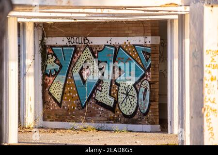 Graffiti a Voula B, Grecia Foto Stock