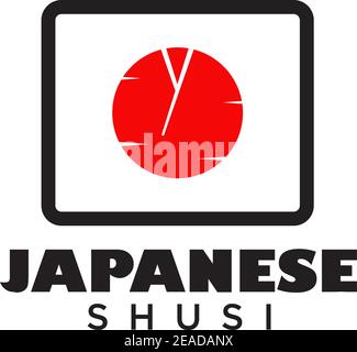 Modello vettoriale per il design del logo del ristorante sushi Illustrazione Vettoriale