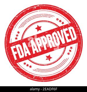 Testo APPROVATO dalla FDA sul bordo rosso tondeggiante della texture. Foto Stock