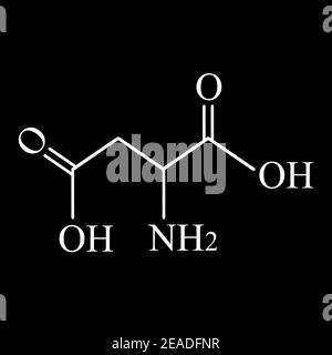 L'acido aspartico è un amminoacido. Formula molecolare chimica l'acido aspartico è un amminoacido. Illustrazione vettoriale su sfondo isolato Illustrazione Vettoriale