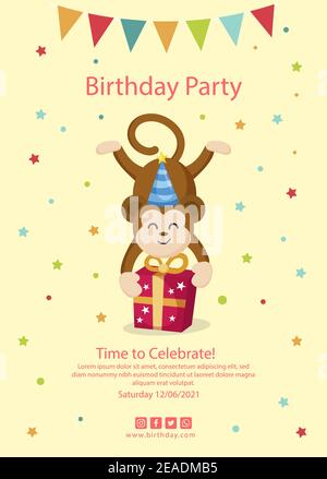 Modello di volantino di compleanno per bambini illustrazione vettoriale. Illustrazione Vettoriale