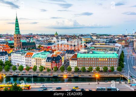 Vista aerea di Copenhagen dal castello di Christiansborg. Foto Stock