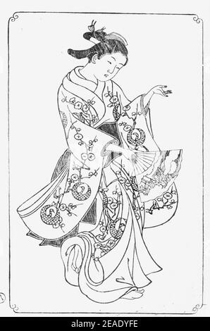 Nishikawa Sukenobu, 1739, Ehon Asakayama, 17 gris. Foto Stock