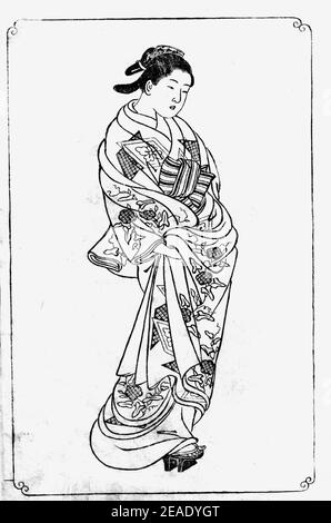 Nishikawa Sukenobu, 1739, Ehon Asakayama, 22 gris. Foto Stock