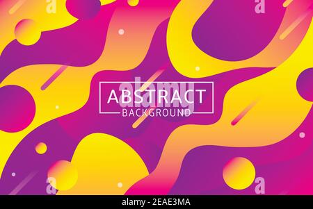 Design astratto con forme liquide dinamiche. Sfondo colorato in stile fluido per landing page, banner Web, sfondo. Illustrazione Vettoriale