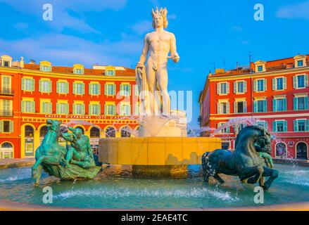 Fontaine du Soleil a Nizza, Francia Foto Stock