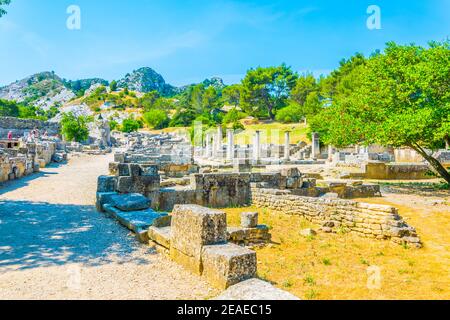 Parco archeologico di Glanum vicino a Saint Remy de Provence in Francia Foto Stock