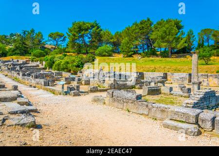 Parco archeologico di Glanum vicino a Saint Remy de Provence in Francia Foto Stock