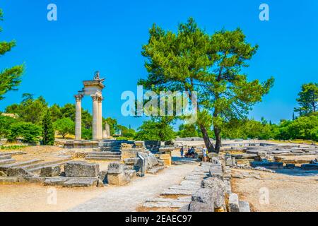 Parco archeologico di Glanum vicino a Saint Remy de Provence in Francia Foto Stock