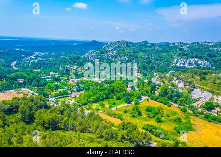 Campagna del massiccio delle alpilles in Francia Foto Stock