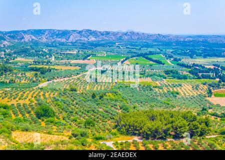 Campagna del massiccio delle alpilles in Francia Foto Stock