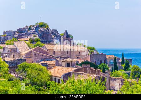 Borgo medievale di Les Baux des Provence in Francia Foto Stock