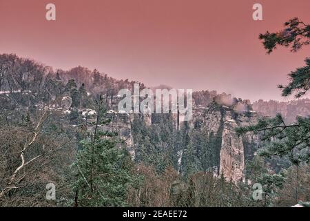 Rocce di arenaria nella Repubblica ceca in prachovske skaly Foto Stock