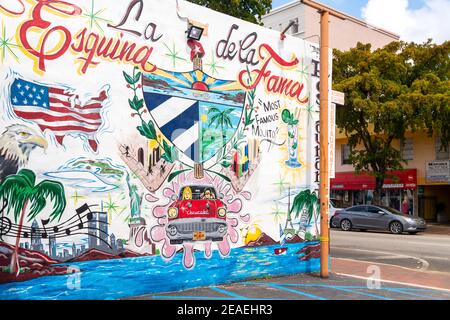 La Esquina de la fama, Miami, Florida, Stati Uniti Foto Stock