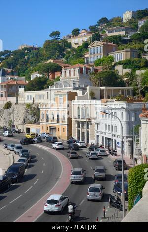 La Corniche Kennedy Coast Road, Waterfront o Seafront Marsiglia Provenza Francia Foto Stock