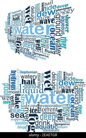 Water tag cloud per Internet e web design Illustrazione Vettoriale