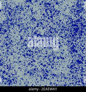 Sfondo grigio con schizzi di inchiostro blu. Trama dell'inchiostro astratta. Parete verniciata grigio e blu. Foto Stock
