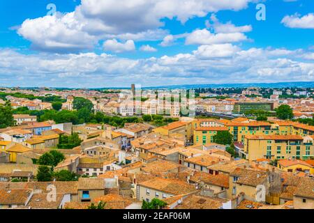 Veduta aerea della moderna Carcassonne, Francia Foto Stock