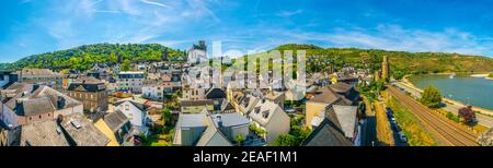 Veduta aerea di Oberwesel in Germania Foto Stock