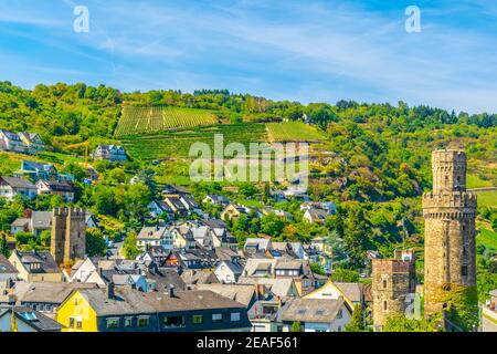 Veduta aerea di Oberwesel in Germania Foto Stock