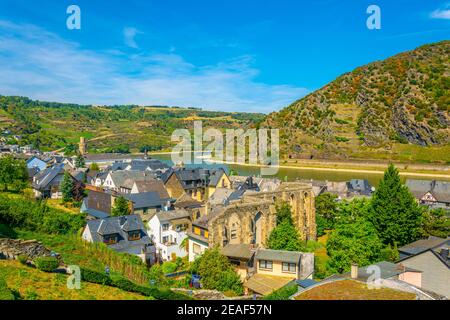 Veduta aerea di Oberwesel in Germania Foto Stock