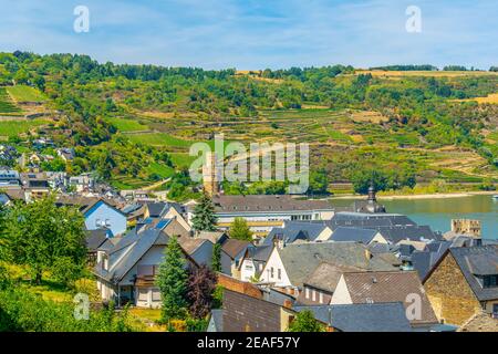 Veduta aerea di Oberwesel in Germania Foto Stock