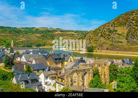 Veduta aerea di Oberwesel in Germania Foto Stock