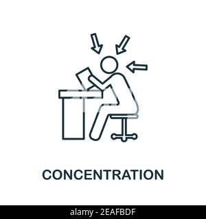 Icona concentrazione. Elemento semplice della raccolta di gestione aziendale. Icona di concentrazione creativa per il web design, modelli, infografiche e altro ancora Illustrazione Vettoriale