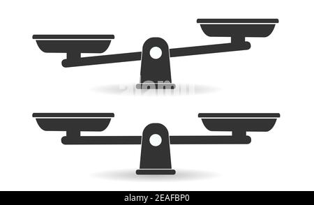 Ciotole di scale in equilibrio, uno squilibrio di scale. Bilancia, vettore Illustrazione Vettoriale