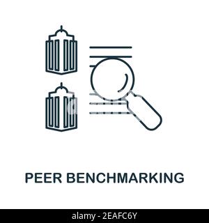 Icona di benchmarking peer. Elemento semplice della raccolta di gestione aziendale. Icona di benchmarking di Creative Peer per il web design, i modelli, le infografiche Illustrazione Vettoriale