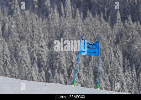 VertIGINE, Cortina (BL), Italia, 09 Feb 2021, 2021 FIS CAMPIONATO DEL MONDO DI SCI ALPINO, SG DONNE Cortina D'Ampezzo, Veneto, Italia 2021-02-09 - Martedì Mostre immagini: Gara annullata - nel corso del 2021 FIS Campionati mondiali di SCI alpino - Super Gigante - Donne, gara di sci alpino - Foto Sergio Bisi / LM Foto Stock