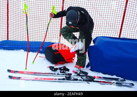 VertIGINE, Cortina (BL), Italia, 09 Feb 2021, 2021 FIS CAMPIONATO DEL MONDO DI SCI ALPINO, SG DONNE Cortina D'Ampezzo, Veneto, Italia 2021-02-09 - Martedì Mostre immagini: Gara annullata - nel corso del 2021 FIS Campionati mondiali di SCI alpino - Super Gigante - Donne, gara di sci alpino - Foto Sergio Bisi / LM Foto Stock