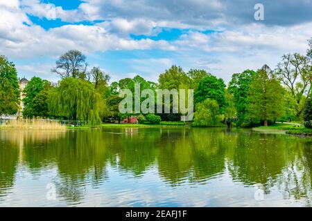 Maschteich stagno di fronte al nuovo municipio di Hannover, Germania Foto Stock