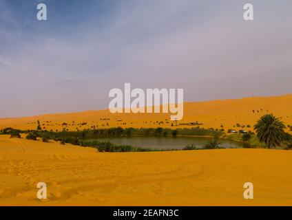 Laghi di Ubari, Fezzan, Umm al-Maa, Libia Foto Stock