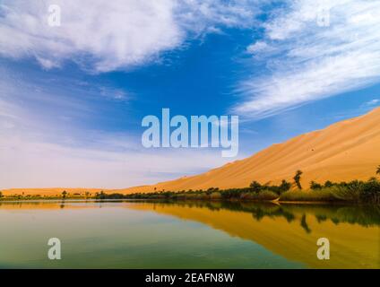 Laghi di Ubari, Fezzan, Umm al-Maa, Libia Foto Stock