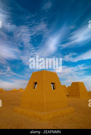 Tombe funerarie e piramidi di Garamantia, Fezzan, Germa, Libia Foto Stock