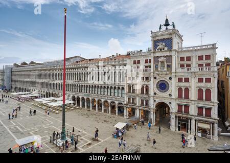 Torre dell'Orologio Torre dell'Orologio su Piazza San Marco, Venezia, Veneto, Italia Foto Stock