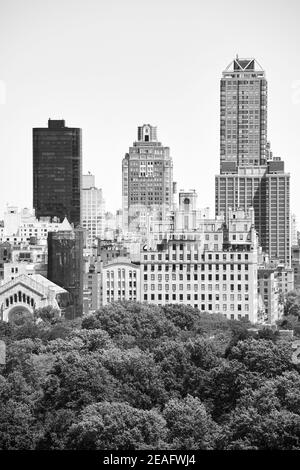 Immagine in bianco e nero di Manhattan Upper East Side architettura diversificata, New York, Stati Uniti. Foto Stock