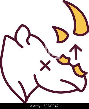 Cerca rinoceronti icona colore RGB Illustrazione Vettoriale