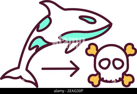 Icona colore RGB estinzione animale Illustrazione Vettoriale