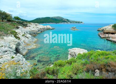 Piccola baia per nuotare e fare snorkeling, Cala Ratjada, Capdepera, Maiorca, Baleari, Spagna Foto Stock