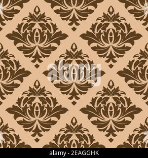 Motivi arabi in un marrone e beige geometric senza cuciture motivo adatto per il design di tessuti o carta da parati in stile damask Illustrazione Vettoriale